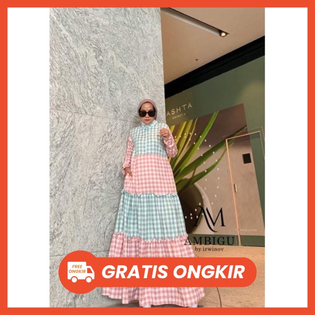 VIOLLA DRESS Muslim Muslimah, GAMIS KATUN KOTAK, AMBIGU By IRWINOV  Busui Nyaman