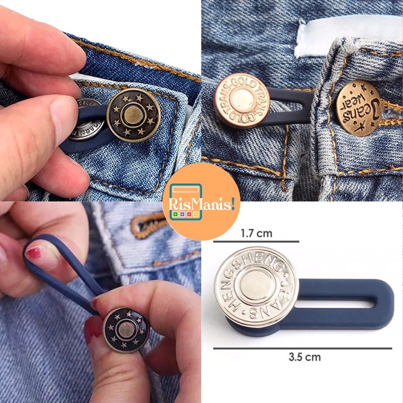 JEANS BUTTON EXTENDER - Kancing Metal Tambahan Pemanjang Pinggang Celana Jeans Sempit Button Expand