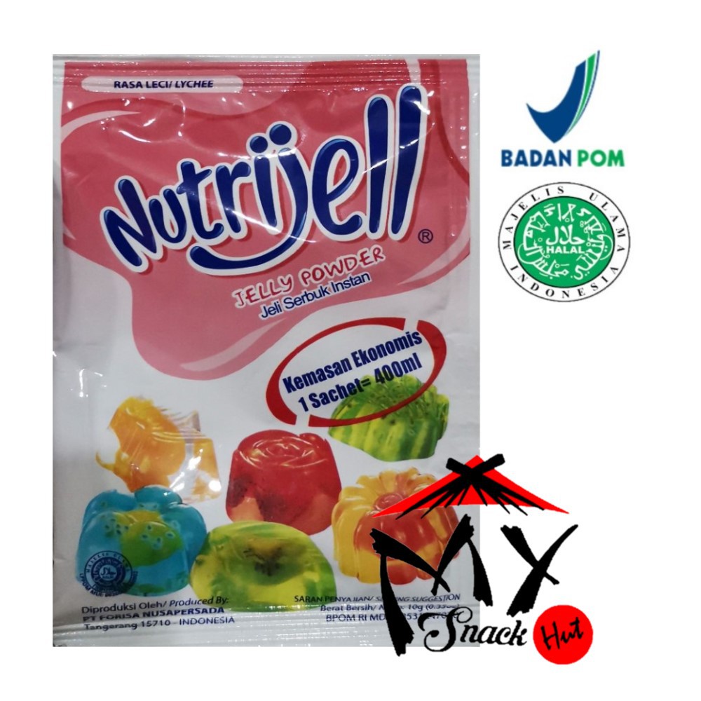 NUTRIJELL LECI 10GR - NUTRIJEL LYCHEE JELLY POWDER - SERBUK JELI KONNYAKU SERAT INSTAN EKONOMIS HALAL MUI