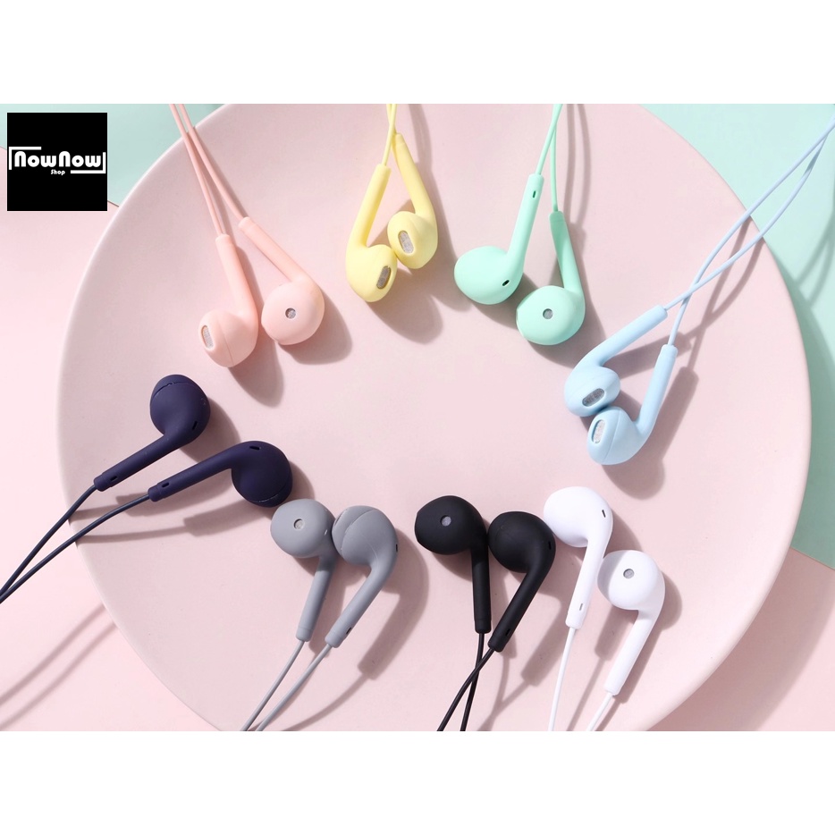 Headset Handsfree Macaron / Earphone Macaroon Matte Color Pastel Colorful Hifi Extra Bass Stereo In-Ear Headphones HP-1