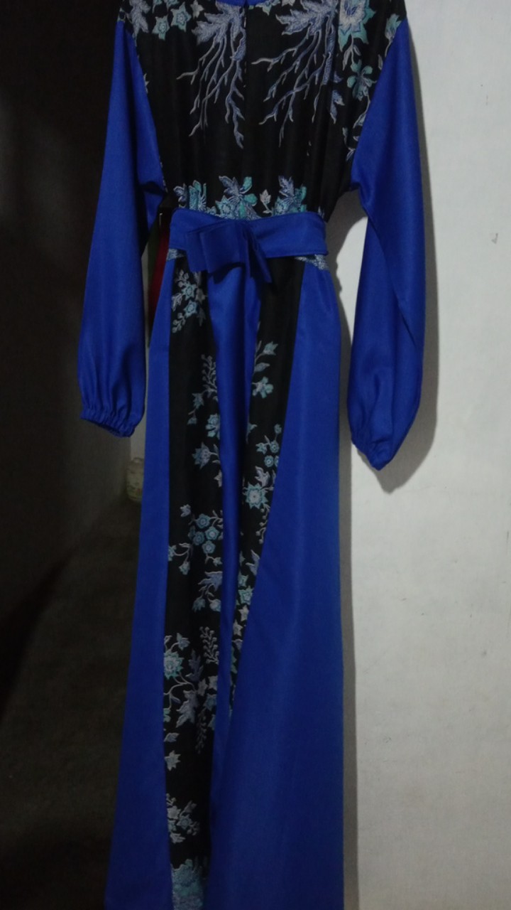 Batik Couple Keluarga Sania Ruffle Ori Ndoro Jowi Dnt Cibulan Biru