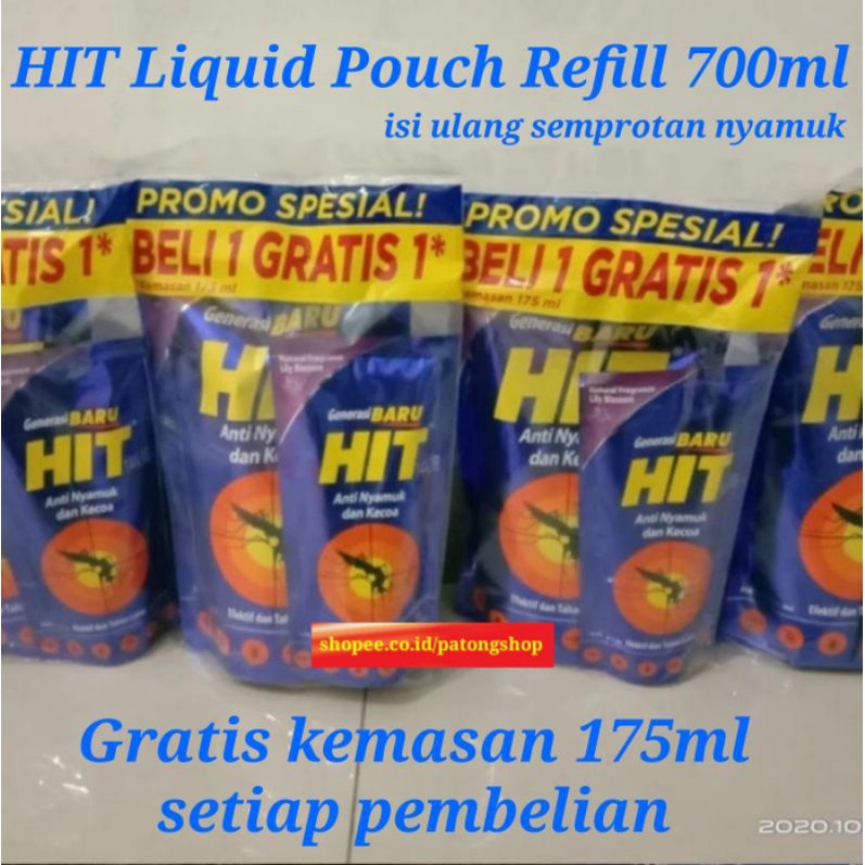 HIT cair isi ulang semprotan nyamuk / HIT Liquid Pouch Refill Lilly Blossom 750ml + 175ml