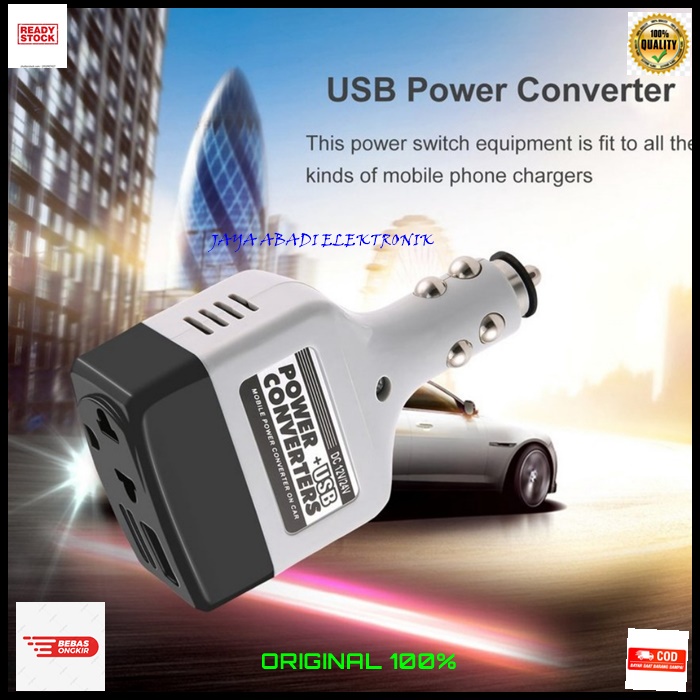 J385 ORIGINAL POWER INVERTER USB AKI ACU DC TO AC LISTRIK ADAPTER MOBIL CHARGER MOBIL WWATT ELEKTRON