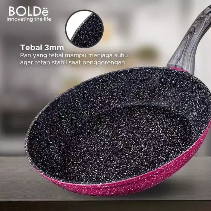 BOLDe fry pan 22cm Blackpink superpan granite black pink induksi 22 cm bolde 22cm fry pan bolde