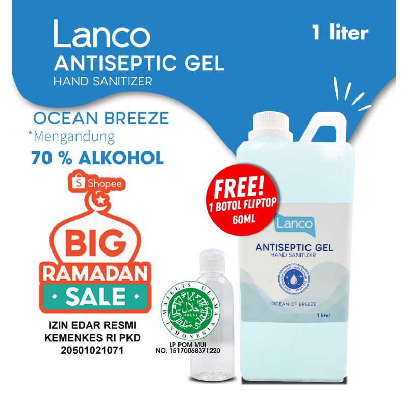 Handsanitizer Gel Lanco Ocean Breeze 1 Liter