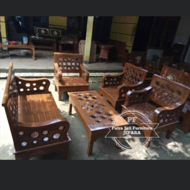 Meja kursi ruang tamu kayu jati mebel jepara
