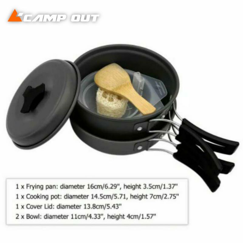 DS-200 cooking set outdoor - Alat masak gunung -  Nesting camping full set - Alat masak camping - Panci camping - Nesting