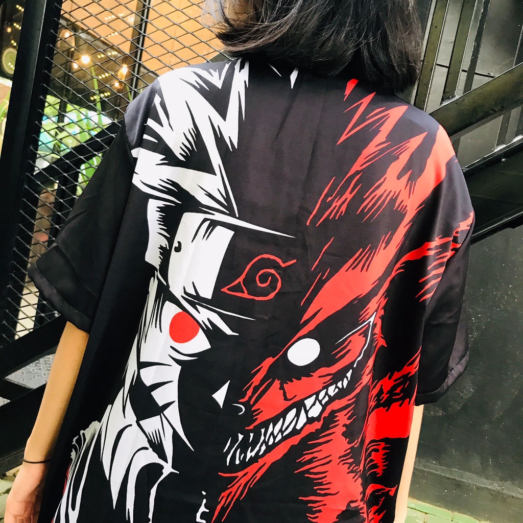 Kemeja Naruto 9tail Black Anime Manga Naruto Premium Unisex