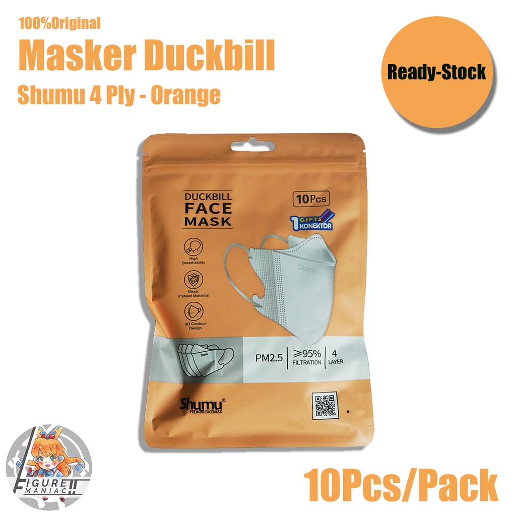 Masker Duckbill SHUMU 4 PLY emboss Original Pack isi 10 Warna Putih