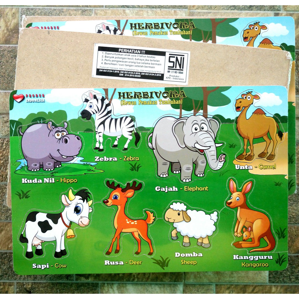 Hewan Herbivora Mainan Puzzle Hewan Herbivora Puzzel Puzle Puzel Shopee 