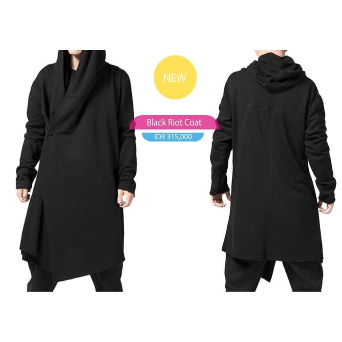 Jaket Hoodie Black Riot Coat