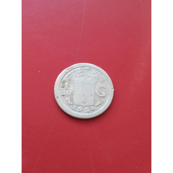 Koin Kuno Nederl Indie 1/10 Gulden tahun 1914