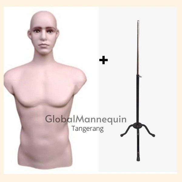 Manekin Setengah Badan Pria Tanpa Tangan – Tahan Banting, Cocok untuk Display Toko & Foto Produk