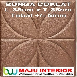 Wallpaper 3D Bata 70x77 cm Walpaper Dinding 3D Brick Foam Motif Anak Doraemon Hello Kitty Stiker-Bunga Coklat 35x35