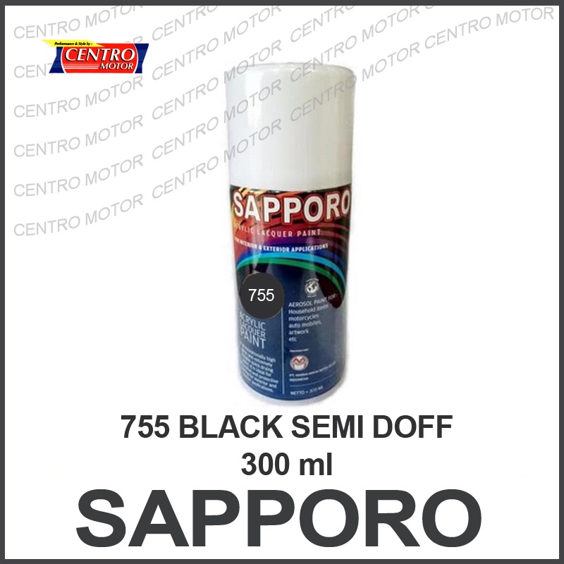 SAPPORO 755 BLACK SEMI DOFF 300ml.CAT SEMPROT ACRYLIC COCOK UNTUK VELG,BODY MOTOR
