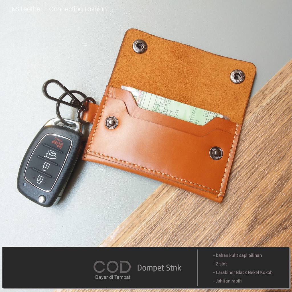 Key Wallet Dompet Stnk Mobil Dua Slot Kulit Asli