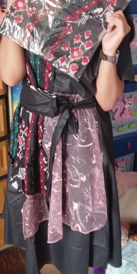 Dress Natasha Tile Etnik Batik Wanita Modern Bahan Katun Mix Brukat Dress Batik Pekalongan Kekinian