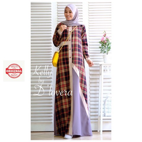 Maxi Dress Muslimah Chic Busui Kotak Kelly Dress by d'Lovera