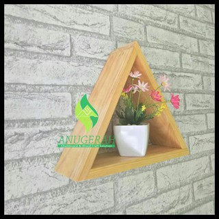  Rak  dinding kayu  segitiga  Rak  pajangan melayang Hiasan 