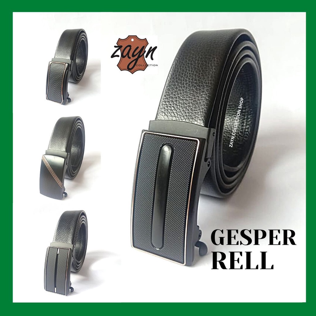 Ikat Pinggang Pria Rell Leather Pu Men Belt Kulit Sintetis Gesper Pria Sabuk Otomatis Tali Pinggang