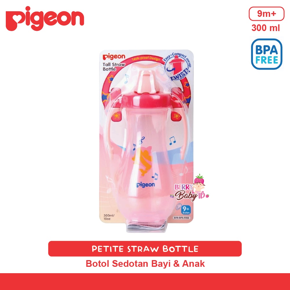 Pigeon Tall Straw Bottle Botol Minum Sedotan Bayi Anak BPA Free 300 ml Berry Mart