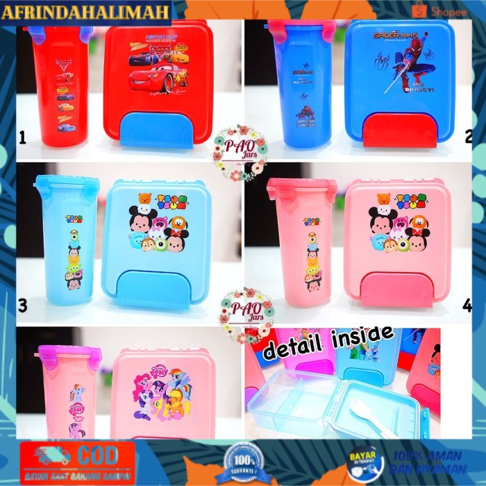

[TERBARU] set bekal anak sekolah / set bekal tsum tsum / lunch box spiderman