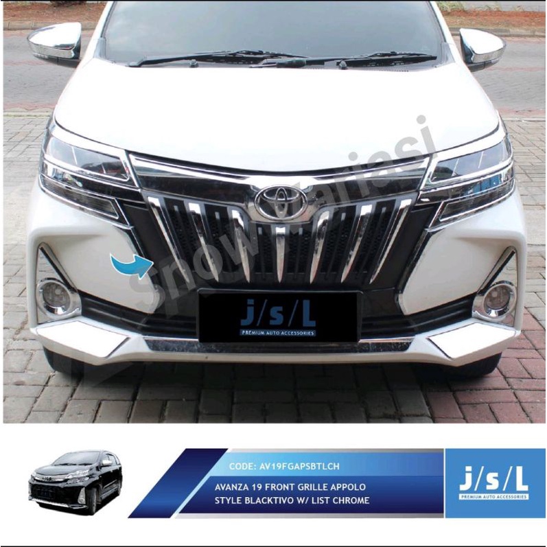 JSL Appolo Grill Depan Avanza 19 Front Grille Black Chrome