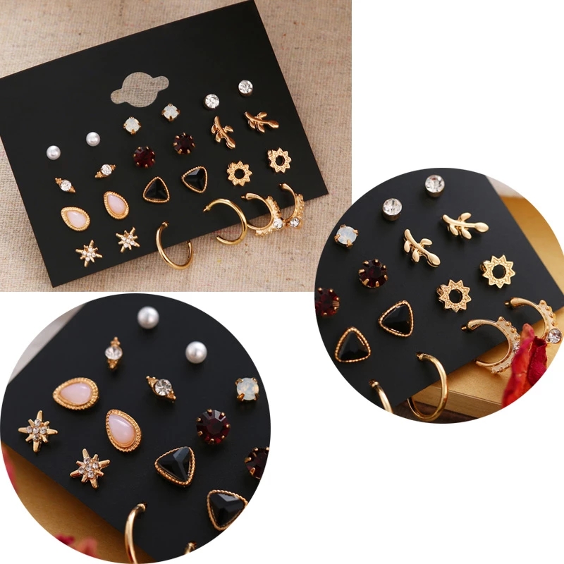 Set Anting Giwang Model Kupu-Kupu + Bunga Gaya Korea Dengan Mutiara + Berlian Imitasi Untuk Wanita