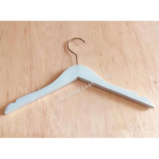 Hanger Kayu Putih / Natural Dewasa Gantungan Baju Distro Hanger Kayu Display Pakaian Gantungan Baju Murah(BH)