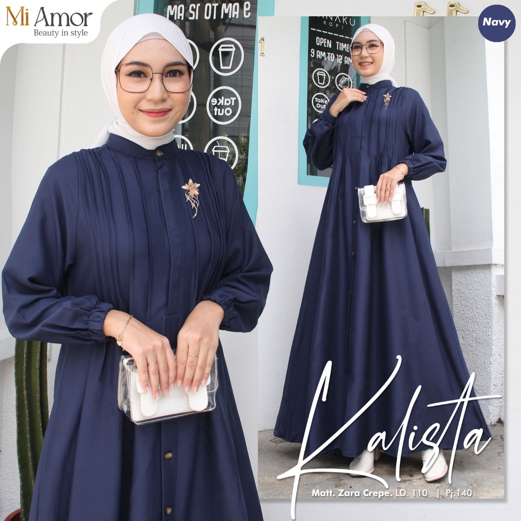 KALISTA DRESS GAMIS POLOS KANCING DEPAN ORI MI AMOR