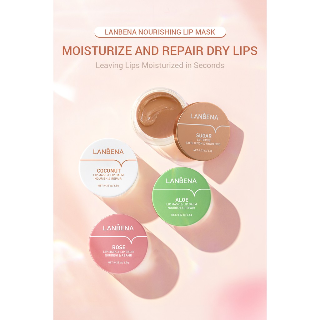 LANBENA Lip Mask Lip Balm Lip Scrub Rose / Aloe Vera / Coconut / Sugar - Melembabkan Merawatan Bibir