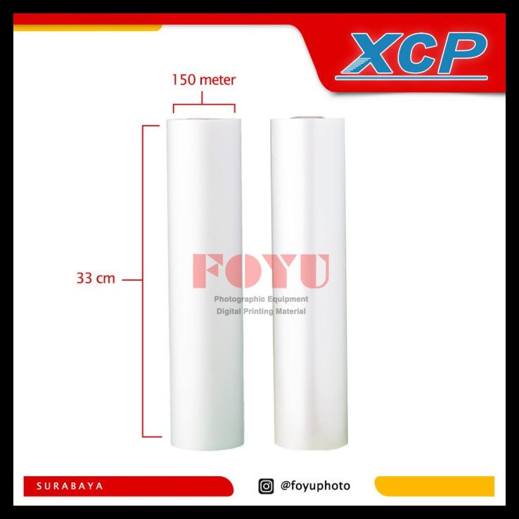 

SALE PLASTIK LAMINASI PANAS BOPP THERMAL XCP ROLL 21 MIC 33CM X 150M SALE