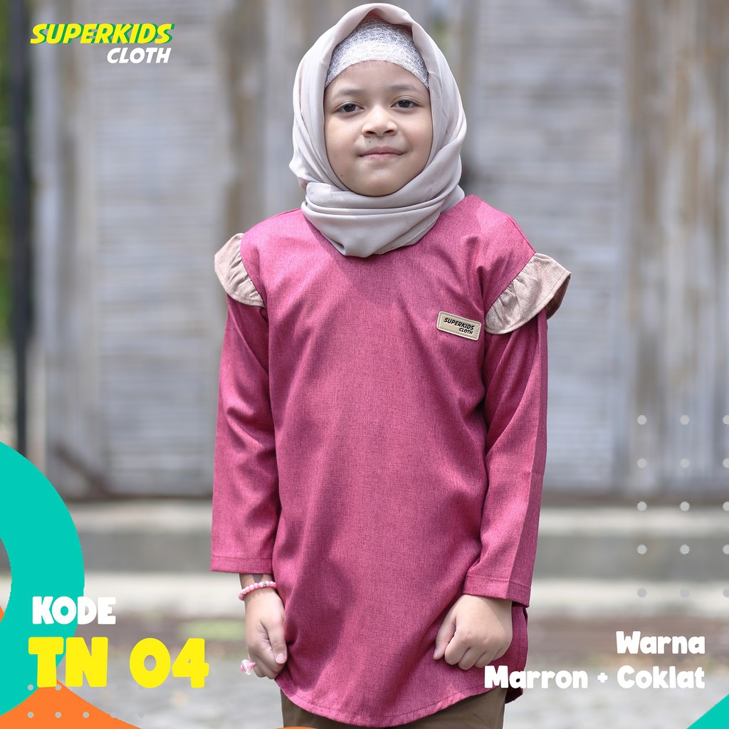 TUNIK ANAK CEWEK KEMEJA ANAK PEREMPUAN SUPERKIDS MAROON 1 - 10 Tahun