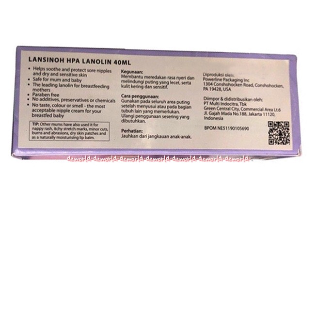 Lansinoh HPA Lanolin 40ml Krim untuk Meredakan Rasa Nyeri Melindungi Puting Ibu ASI Yang Lecet Kulit Kering Sensitif Lan Sinoh Cream