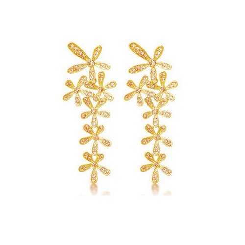 Hu Hu Hu Hu Hu Alat Bantu Pasang Kacamata♡ Anting Tusuk Gantung Panjang Wanita Desain Bunga Snowflake Hias Berlian Imitasi Untuk Pernikahan