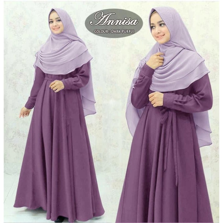 BAJU GAMIS SYARI SYARI'I MUSLIM POLOS ANNISA DARK PURPLE / GAMIS POLOS ANGGUN MEWAH