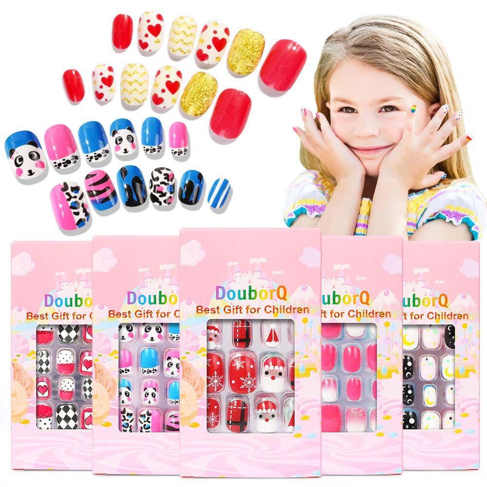 Mxbeauty Kid's Fake Nail Tips 120Pcs Anak Lucu Manicure Tools Press On Full Cover Stiker Kuku 3D