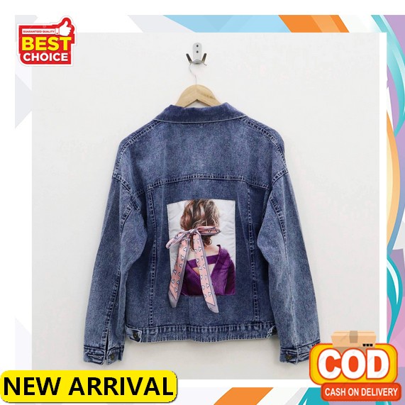 New Sale 1.1 Gracia Jeans Jaket Wanita Denim Jumbo Fit Xxl Pakaian Modis Cewek Full Kancing Depan Ja