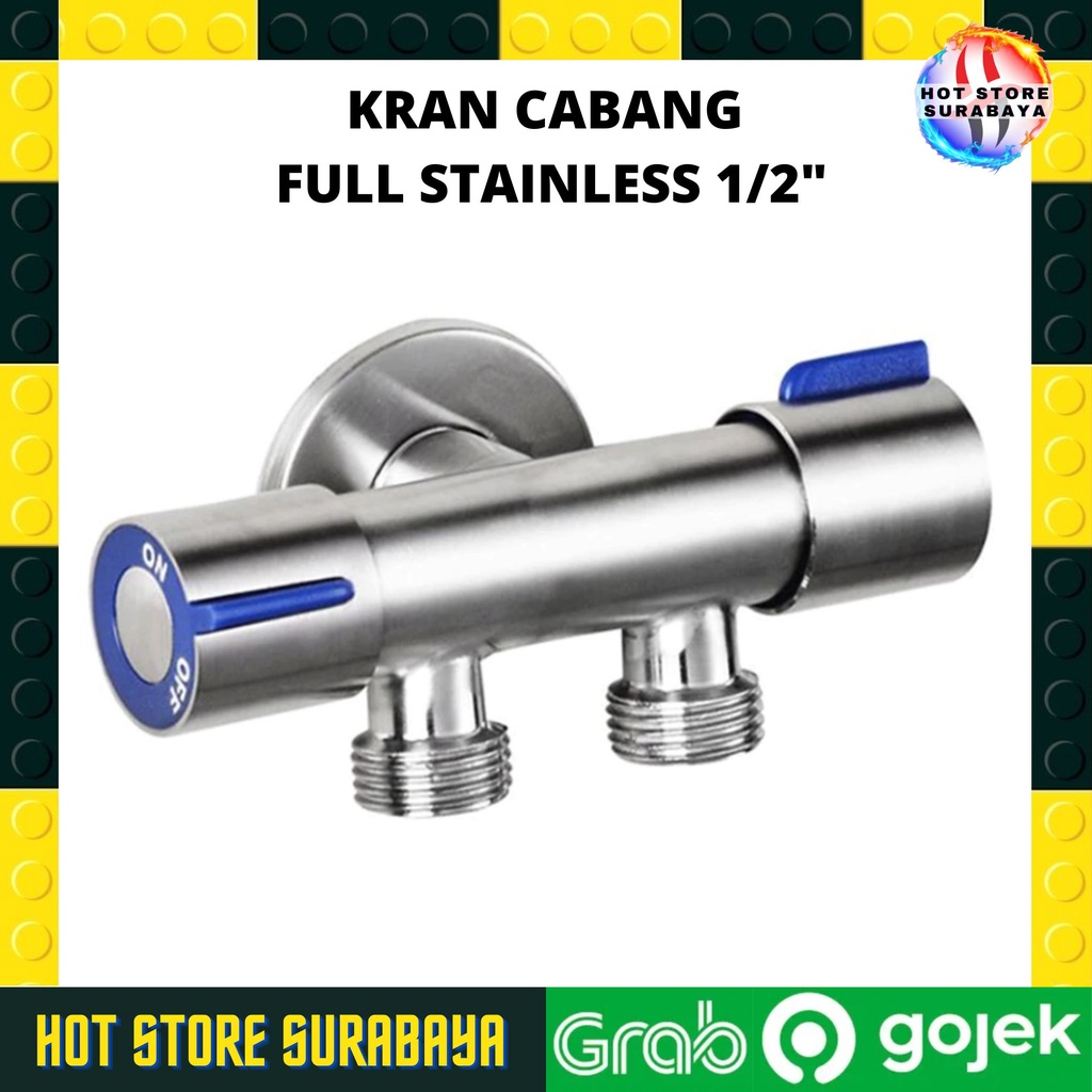 Kran Shower Double KERAN MESIN CUCI CABANG KRAN AIR SHOWER STAINLESS SUS 304 Stop Kran Cabang Kanan Kiri Dua Stop Kran Cabang 2 On Off shower mandi/Wastafel/kloset Shower Toilet/Wc Plus Kran air cabang Kran Shower Full Stainless Steel Termurah