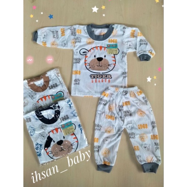 setelan baju bayi panjang 6-18 bulan motif tiger babyboy