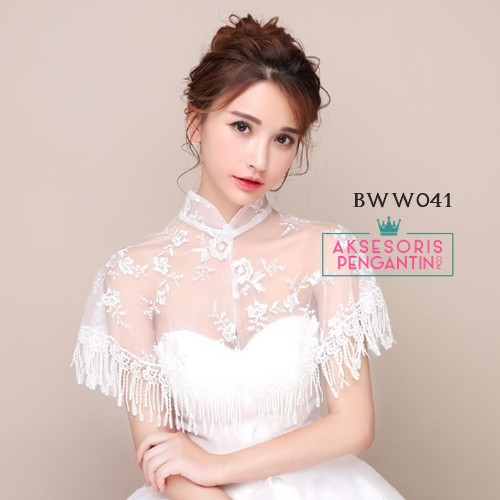 [READY STOCK] PAKAIAN PESTA WANITA LACE BOLERO PENGANTIN RENDA PUTIH BWW041