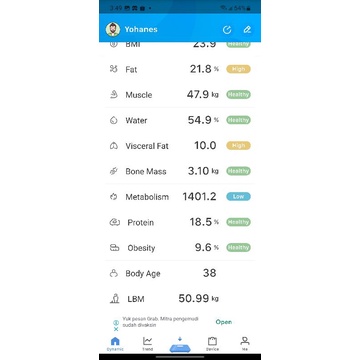 Timbangan Badan Digital Body Fat Monitor Analysis Fleco TB 102 Charge