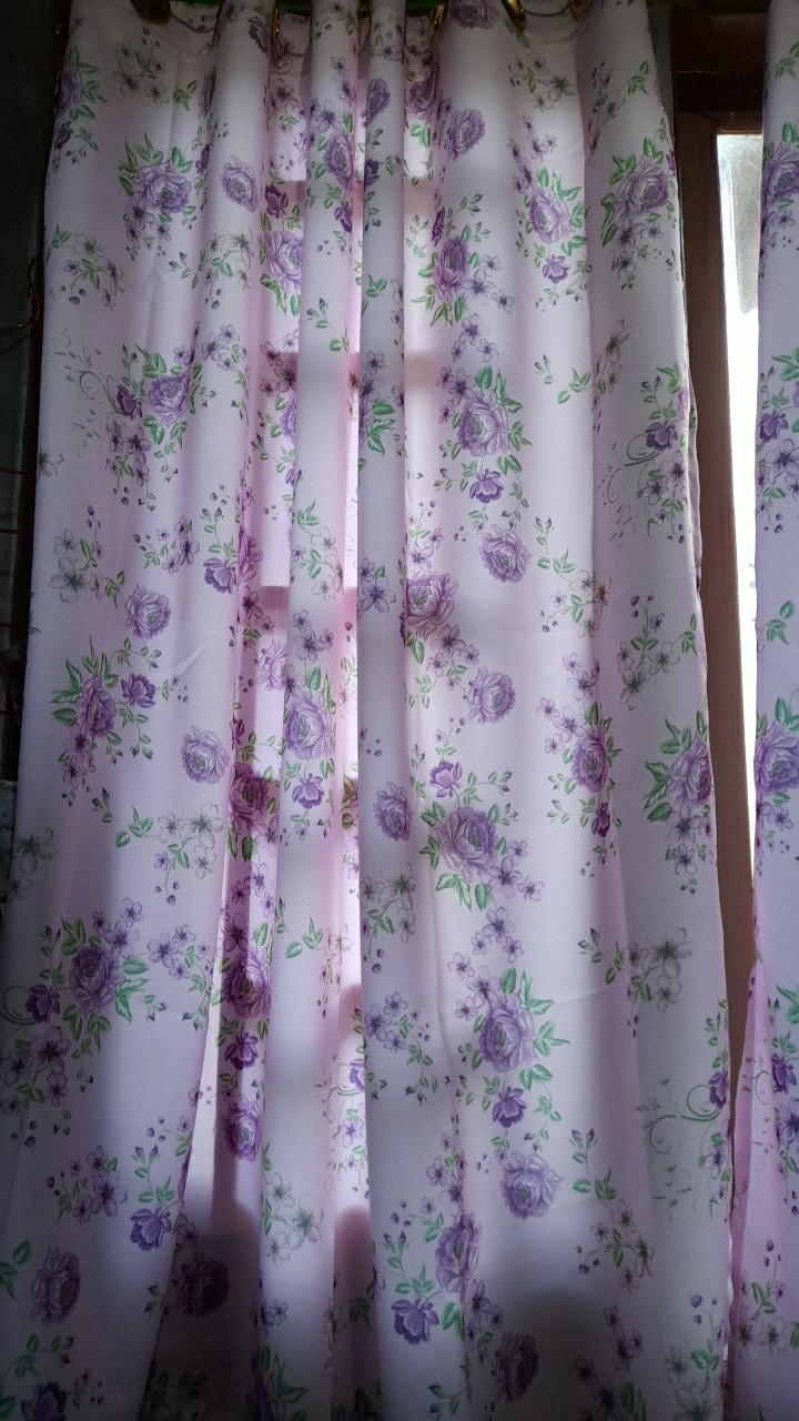 Gorden Blackout Import Shabby Chick Pink Hijau Ungu Biru Coklat Model Smokering Ukuran L135 X T200