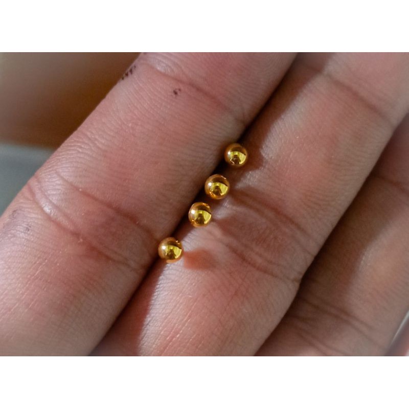 GIWANG/ANTING EMAS TUA SETENGAH BOLA EMAS ASLI 700%/16K