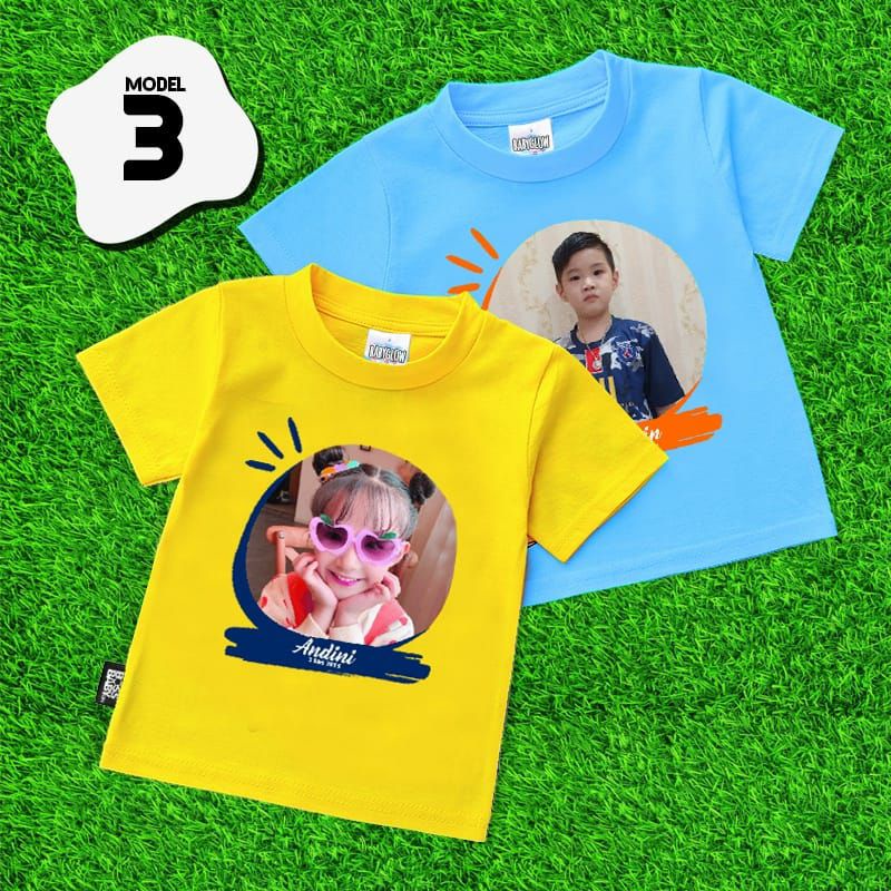 kaos anak free bordir nama  sablon foto