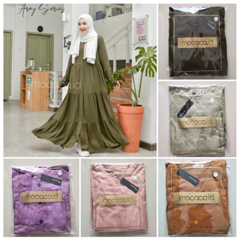 costum size lady dress army peach salmom coral hijau sage greentea babydoll kancing full rayon twill