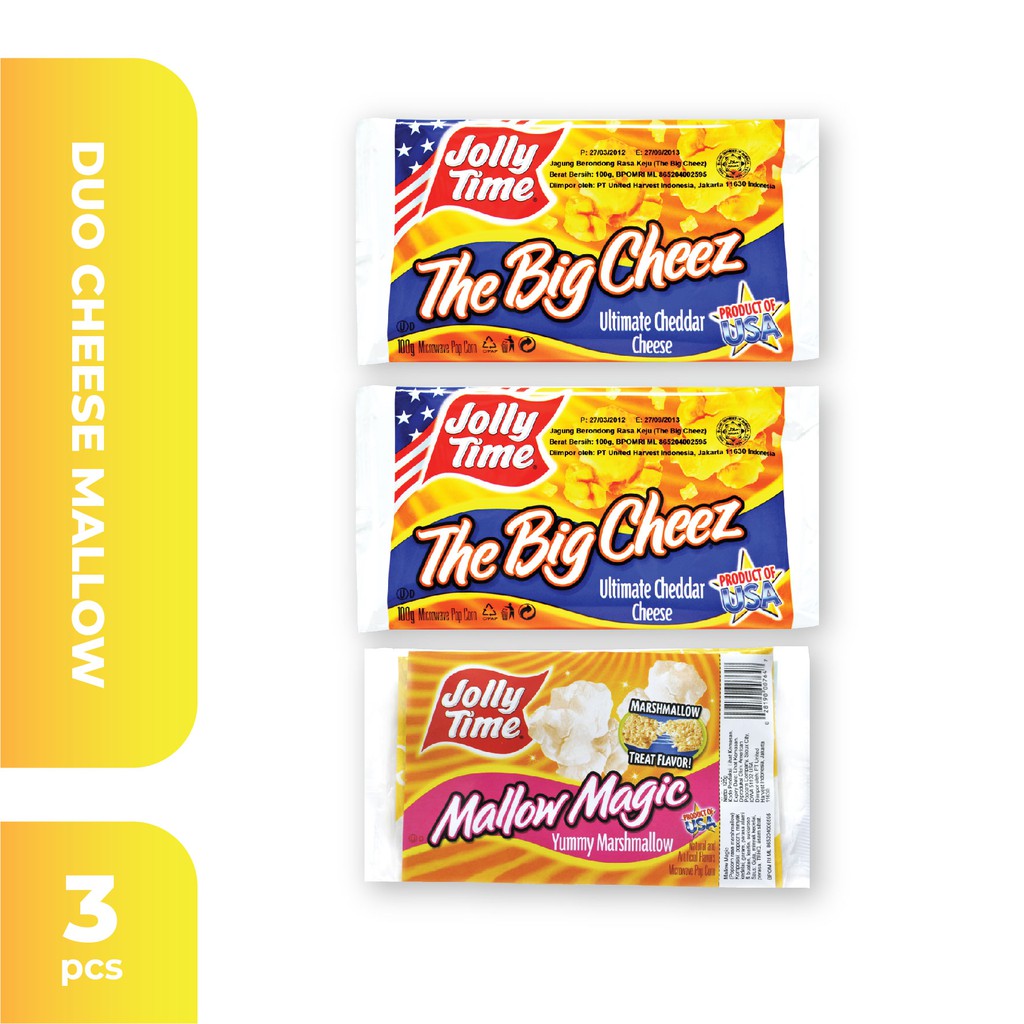 

Jolly Time - Paket Duo Cheez Mallow (2TBC, 1MM) - Mircowave Popcorn