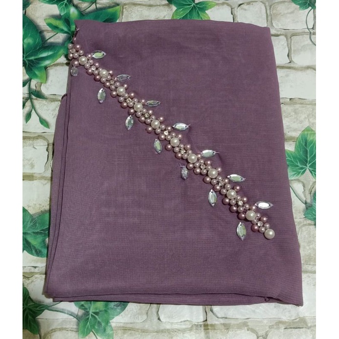 SEGIEMPAT PAYET BANDO BELLA/HIJAB BANDO MUTIARA/KERUDUNG PAYET BELLA SQUERE-Purple