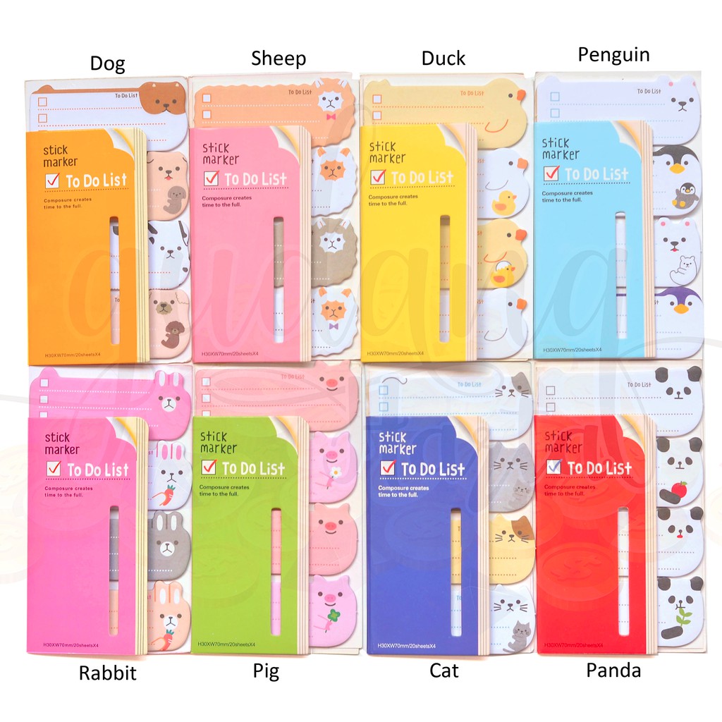

Sticky Notes To Do List Panda Pig Kucing Cat Dog Penguin Anjing Kelinci Lucu Memo Note GH 301184