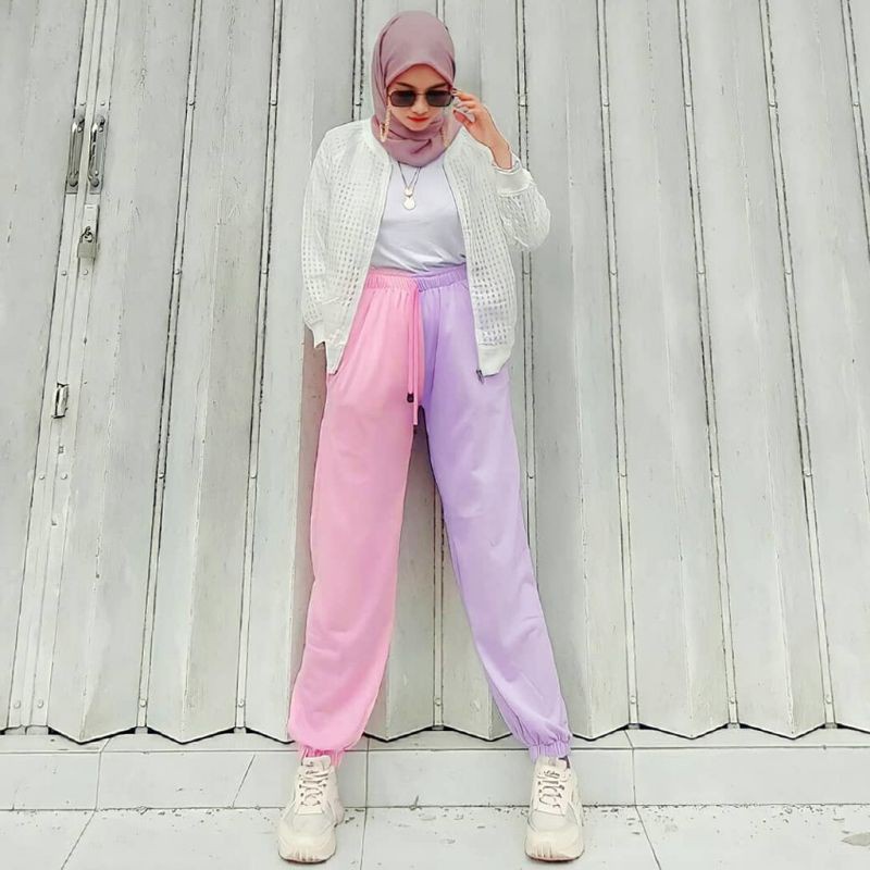 ilook | Sweetpants Colour Block | Jogger Wanita | 2 Warna